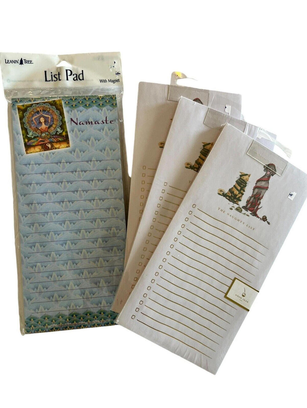 Note Pad 3 Naughty List Shopping List and 1 Namaste Magnetic  NEW